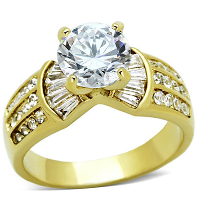 Womens Gold Ring Stainless Steel Anillo Color Oro Para Mujer Ninas Acero Inoxidable with AAA Grade CZ in Clear Faith - ErikRayo.com