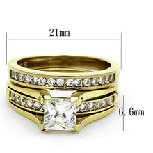 Load image into Gallery viewer, Womens Gold Ring Stainless Steel Anillo Color Oro Para Mujer Ninas Acero Inoxidable with AAA Grade CZ in Clear Rose - Jewelry Store by Erik Rayo
