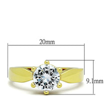 Load image into Gallery viewer, Womens Gold Ring Stainless Steel Anillo Color Oro Para Mujer Ninas Acero Inoxidable with AAA Grade CZ in Clear Ruthie - Jewelry Store by Erik Rayo
