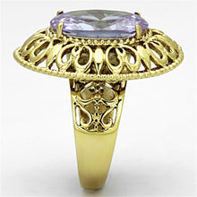 Load image into Gallery viewer, Womens Gold Ring Stainless Steel Anillo Color Oro Para Mujer Ninas Acero Inoxidable with AAA Grade CZ in Light Amethyst Joy - Jewelry Store by Erik Rayo
