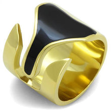 Load image into Gallery viewer, Womens Gold Ring Stainless Steel Anillo Color Oro Para Mujer Ninas Acero Inoxidable with Epoxy in Jet Boaz - Jewelry Store by Erik Rayo
