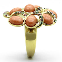 Load image into Gallery viewer, Gold Rings for Women Stainless Steel Anillo Color Oro Para Mujer Ninas Acero Inoxidable with Synthetic Coral in Orange Lydia - Jewelry Store by Erik Rayo
