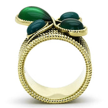 Load image into Gallery viewer, Gold Rings for Women Stainless Steel Anillo Color Oro Para Mujer Ninas Acero Inoxidable with Synthetic Glass in Emerald Lily - Jewelry Store by Erik Rayo
