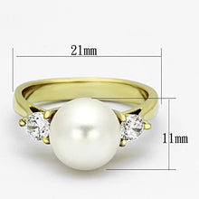 Load image into Gallery viewer, Gold Rings for Women Stainless Steel Anillo Color Oro Para Mujer Ninas Acero Inoxidable with Synthetic Pearl in White Lois - Jewelry Store by Erik Rayo
