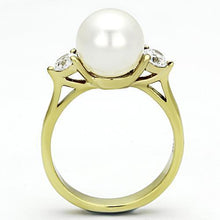 Load image into Gallery viewer, Gold Rings for Women Stainless Steel Anillo Color Oro Para Mujer Ninas Acero Inoxidable with Synthetic Pearl in White Lois - Jewelry Store by Erik Rayo
