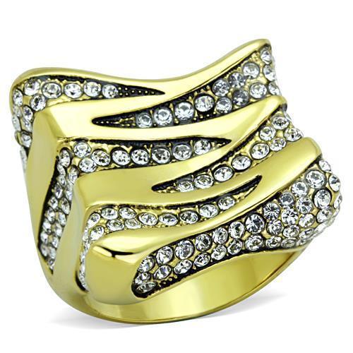Gold Rings for Women Stainless Steel Anillo Color Oro Para Mujer Ninas Acero Inoxidable with Top Grade Crystal in Clear Benjamin - Jewelry Store by Erik Rayo