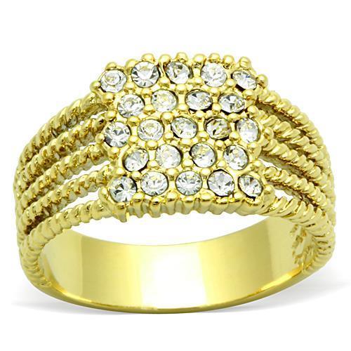 Gold Rings for Women Stainless Steel Anillo Color Oro Para Mujer Ninas Acero Inoxidable with Top Grade Crystal in Clear Bilhah - Jewelry Store by Erik Rayo