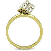 Load image into Gallery viewer, Womens Gold Ring Stainless Steel Anillo Color Oro Para Mujer Ninas Acero Inoxidable with Top Grade Crystal in Clear Delilah - Jewelry Store by Erik Rayo
