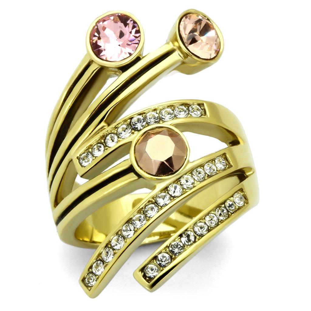 Gold Rings for Women Stainless Steel Anillo Color Oro Para Mujer Ninas Acero Inoxidable with Top Grade Crystal in Multi Color Persis - Jewelry Store by Erik Rayo