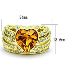 Load image into Gallery viewer, Womens Gold Ring Stainless Steel Anillo Color Oro Para Mujer Ninas Acero Inoxidable with Top Grade Crystal in Topaz Rufus - ErikRayo.com
