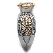 Load image into Gallery viewer, Womens Gold Rings High polished (no plating) 316L Stainless Steel Ring with AAA Grade CZ in Champagne TK2249 - Jewelry Store by Erik Rayo
