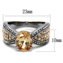 Load image into Gallery viewer, Womens Gold Rings High polished (no plating) Stainless Steel Ring with AAA Grade CZ in Champagne TK2249 - Jewelry Store by Erik Rayo
