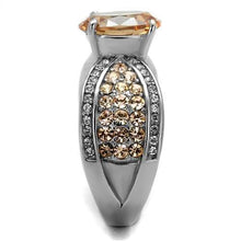 Load image into Gallery viewer, Womens Gold Rings High polished (no plating) Stainless Steel Ring with AAA Grade CZ in Champagne TK2249 - Jewelry Store by Erik Rayo

