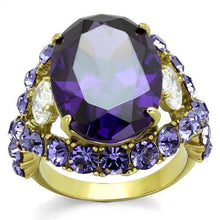 Load image into Gallery viewer, Womens Gold Rings IP Gold (Ion Plating) 316L Stainless Steel Ring with AAA Grade CZ in Amethyst TK2160 - Jewelry Store by Erik Rayo
