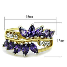 Load image into Gallery viewer, Womens Gold Rings Two-Tone IP Gold (Ion Plating) 316L Stainless Steel Ring with AAA Grade CZ in Amethyst TK1568 - Jewelry Store by Erik Rayo
