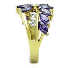 Load image into Gallery viewer, Womens Gold Rings Two-Tone IP Gold (Ion Plating) 316L Stainless Steel Ring with AAA Grade CZ in Amethyst TK1568 - Jewelry Store by Erik Rayo
