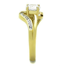 Load image into Gallery viewer, Womens Gold Rings Two-Tone IP Gold (Ion Plating) 316L Stainless Steel Ring with AAA Grade CZ in Clear TK1702 - Jewelry Store by Erik Rayo
