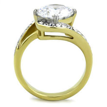 Load image into Gallery viewer, Womens Gold Rings Two-Tone IP Gold (Ion Plating) 316L Stainless Steel Ring with AAA Grade CZ in Clear TK1911 - Jewelry Store by Erik Rayo
