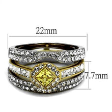 Load image into Gallery viewer, Womens Gold Rings Two-Tone IP Gold (Ion Plating) 316L Stainless Steel Ring with AAA Grade CZ in Topaz TK2291 - Jewelry Store by Erik Rayo
