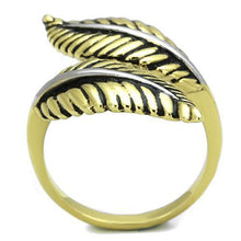Load image into Gallery viewer, Womens Gold Rings Two-Tone IP Gold (Ion Plating) 316L Stainless Steel Ring with Epoxy in Jet TK1707 - Jewelry Store by Erik Rayo
