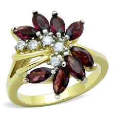 Load image into Gallery viewer, Womens Gold Rings Two-Tone IP Gold (Ion Plating) 316L Stainless Steel Ring with Glass in Amethyst TK1565 - Jewelry Store by Erik Rayo
