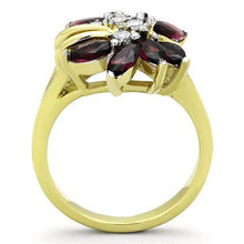 Load image into Gallery viewer, Womens Gold Rings Two-Tone IP Gold (Ion Plating) 316L Stainless Steel Ring with Glass in Amethyst TK1565 - Jewelry Store by Erik Rayo
