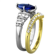 Load image into Gallery viewer, Womens Gold Rings Two-Tone IP Gold (Ion Plating) 316L Stainless Steel Ring with Glass in Montana TK1796 - Jewelry Store by Erik Rayo
