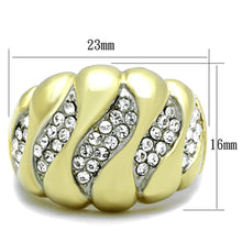 Load image into Gallery viewer, Womens Gold Rings Two-Tone IP Gold (Ion Plating) 316L Stainless Steel Ring with Top Grade Crystal in Clear TK1559 - Jewelry Store by Erik Rayo
