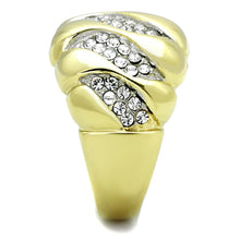 Load image into Gallery viewer, Womens Gold Rings Two-Tone IP Gold (Ion Plating) 316L Stainless Steel Ring with Top Grade Crystal in Clear TK1559 - Jewelry Store by Erik Rayo
