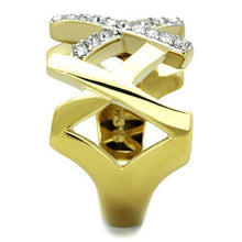 Load image into Gallery viewer, Womens Gold Rings Two-Tone IP Gold (Ion Plating) 316L Stainless Steel Ring with Top Grade Crystal in Clear TK1560 - Jewelry Store by Erik Rayo
