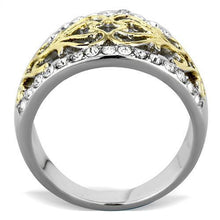 Load image into Gallery viewer, Womens Gold Rings Two-Tone IP Gold (Ion Plating) 316L Stainless Steel Ring with Top Grade Crystal in Clear TK1792 - Jewelry Store by Erik Rayo
