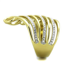 Load image into Gallery viewer, Womens Gold Rings Two-Tone IP Gold (Ion Plating) 316L Stainless Steel Ring with Top Grade Crystal in Clear TK1909 - Jewelry Store by Erik Rayo
