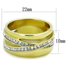 Load image into Gallery viewer, Womens Gold Rings Two-Tone IP Gold (Ion Plating) 316L Stainless Steel Ring with Top Grade Crystal in Clear TK1914 - Jewelry Store by Erik Rayo
