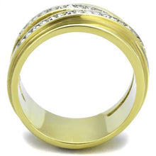 Load image into Gallery viewer, Womens Gold Rings Two-Tone IP Gold (Ion Plating) 316L Stainless Steel Ring with Top Grade Crystal in Clear TK1914 - Jewelry Store by Erik Rayo
