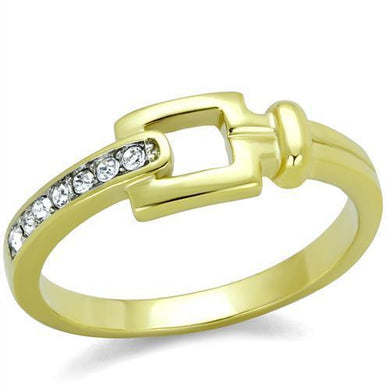 Womens Gold Rings Two-Tone IP Gold (Ion Plating) 316L Stainless Steel Ring with Top Grade Crystal in Clear TK2164 - Jewelry Store by Erik Rayo