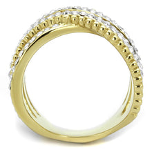 Load image into Gallery viewer, Womens Gold Rings Two-Tone IP Gold (Ion Plating) 316L Stainless Steel Ring with Top Grade Crystal in Clear TK2252 - Jewelry Store by Erik Rayo
