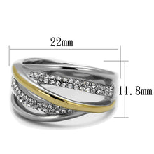 Load image into Gallery viewer, Womens Gold Rings Two-Tone IP Gold (Ion Plating) 316L Stainless Steel Ring with Top Grade Crystal in Clear TK2263 - Jewelry Store by Erik Rayo
