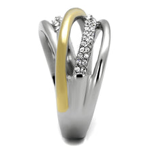 Load image into Gallery viewer, Womens Gold Rings Two-Tone IP Gold (Ion Plating) 316L Stainless Steel Ring with Top Grade Crystal in Clear TK2263 - Jewelry Store by Erik Rayo

