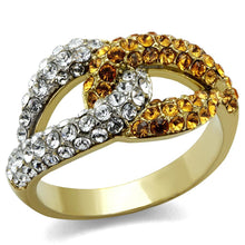 Load image into Gallery viewer, Womens Gold Rings Two-Tone IP Gold (Ion Plating) 316L Stainless Steel Ring with Top Grade Crystal in Topaz TK2251 - Jewelry Store by Erik Rayo
