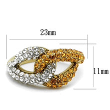 Load image into Gallery viewer, Womens Gold Rings Two-Tone IP Gold (Ion Plating) 316L Stainless Steel Ring with Top Grade Crystal in Topaz TK2251 - Jewelry Store by Erik Rayo
