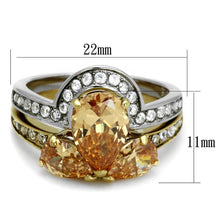 Load image into Gallery viewer, Womens Gold Rings Two-Tone IP Gold (Ion Plating) Stainless Steel Ring with AAA Grade CZ in Champagne TK2132 - Jewelry Store by Erik Rayo
