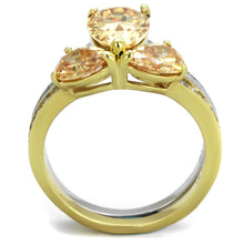 Load image into Gallery viewer, Gold Rings for Womens Two-Tone IP Gold (Ion Plating) Stainless Steel Ring with AAA Grade CZ in Champagne TK2132 - Jewelry Store by Erik Rayo
