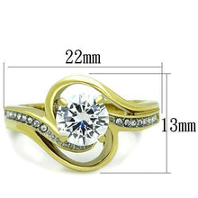 Load image into Gallery viewer, Gold Rings for Womens Two-Tone IP Gold (Ion Plating) Stainless Steel Ring with AAA Grade CZ in Clear TK1701 - Jewelry Store by Erik Rayo
