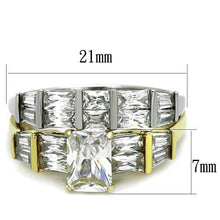 Load image into Gallery viewer, Womens Gold Rings Two-Tone IP Gold (Ion Plating) Stainless Steel Ring with AAA Grade CZ in Clear TK1708 - Jewelry Store by Erik Rayo
