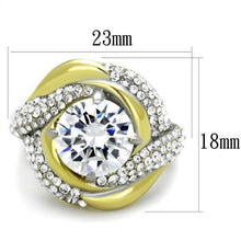 Load image into Gallery viewer, Gold Rings for Womens Two-Tone IP Gold (Ion Plating) Stainless Steel Ring with AAA Grade CZ in Clear TK1910 - Jewelry Store by Erik Rayo
