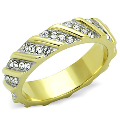 Womens Gold Rings Two-Tone IP Gold (Ion Plating) Stainless Steel Ring with Top Grade Crystal in Clear TK1557 - Jewelry Store by Erik Rayo