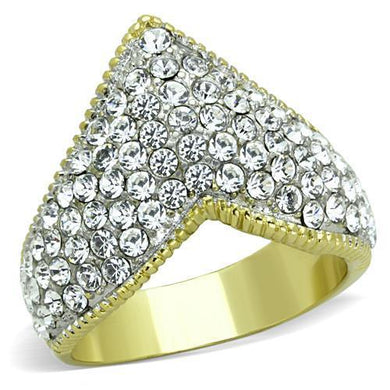 Gold Rings for Womens Two-Tone IP Gold (Ion Plating) Stainless Steel Ring with Top Grade Crystal in Clear TK1562 - Jewelry Store by Erik Rayo
