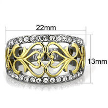 Load image into Gallery viewer, Womens Gold Rings Two-Tone IP Gold (Ion Plating) Stainless Steel Ring with Top Grade Crystal in Clear TK1792 - Jewelry Store by Erik Rayo
