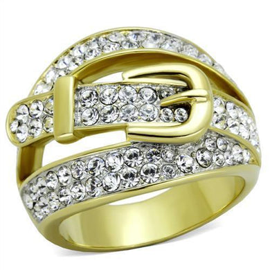 Gold Rings for Womens Two-Tone IP Gold (Ion Plating) Stainless Steel Ring with Top Grade Crystal in Clear TK1906 - Jewelry Store by Erik Rayo