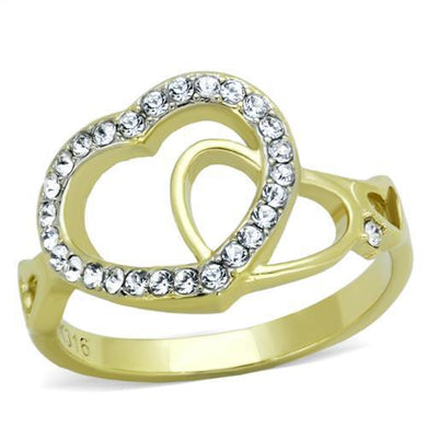 Womens Gold Rings Two-Tone IP Gold (Ion Plating) Stainless Steel Ring with Top Grade Crystal in Clear TK1908 - Jewelry Store by Erik Rayo